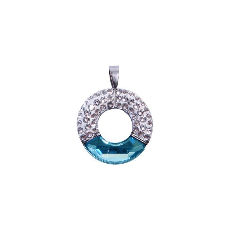 Obesek iz jekla RIng s Swarovski kristali v barvi Aquamarine