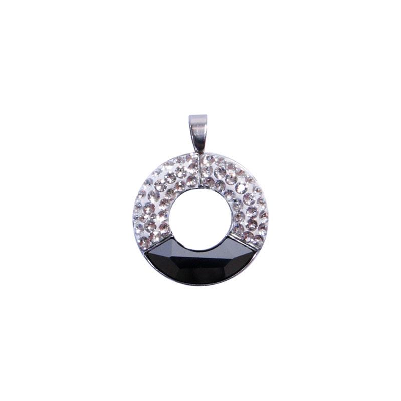 Obesek iz jekla RIng s Swarovski kristali v barvi Hematita