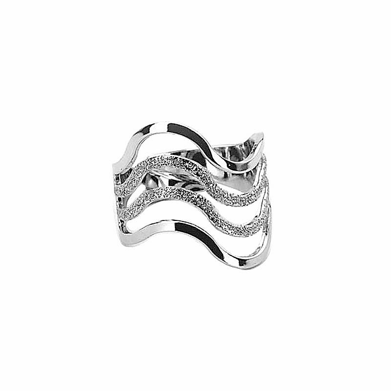 Ženski prstan iz srebra čistine 925 z gladkim in diamantiranim detajlom