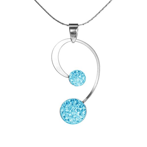 Ženski obesek iz nerjavečega jekla s Swarovski kristali v aquamarine barvi