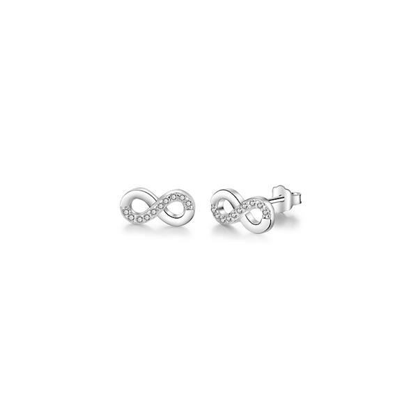 Nežni uhani iz srebra čisitne 925 v obliki znaka Infinity z vgrajenimi kamenčki