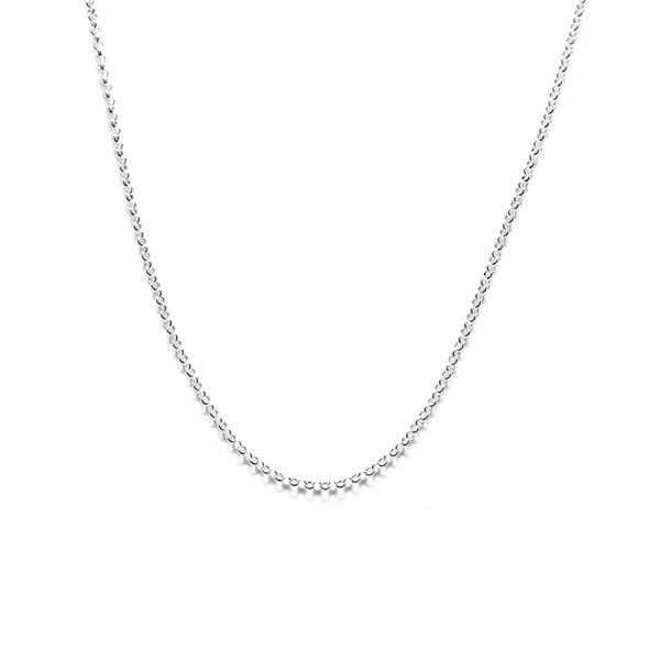 Ženska gibljiva verižica iz srebra čistine 925 s pletenimi okroglimi členi dolžine 45 cm.