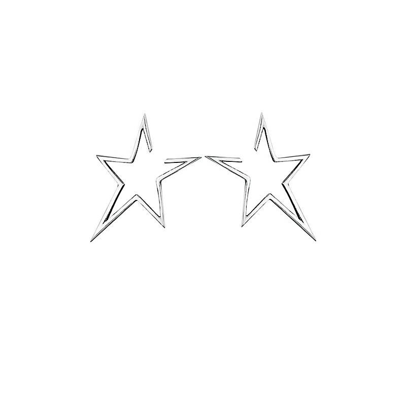 Elegantni ženski uhani iz srebra čistine 925 v obliki zvezde brez kamenčkov