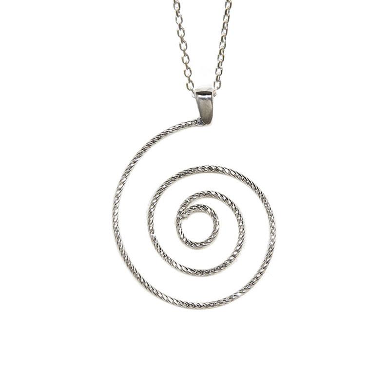 Ženski obesek za verižico iz srebra čistine 925 z diamantiranim vzorcem v obliki spirale