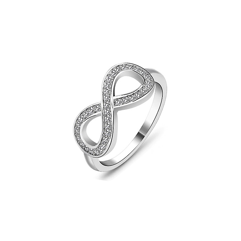 Ženski prstan iz srebra čistine 925 z znakom infinity z vgrajenimi kamenčki